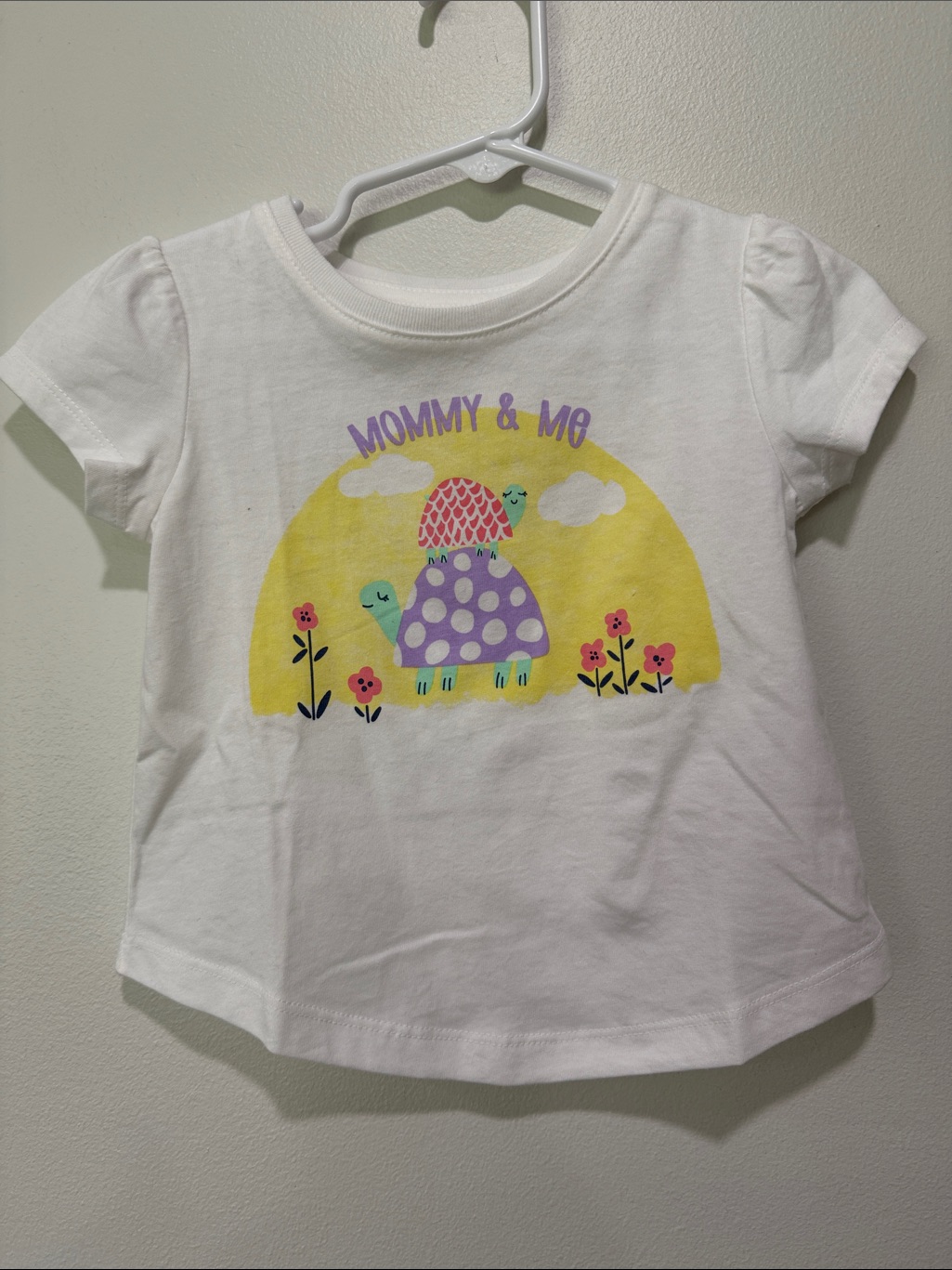 Mommy & Me White Kids T-Shirt With Colorful Turtle Graphic